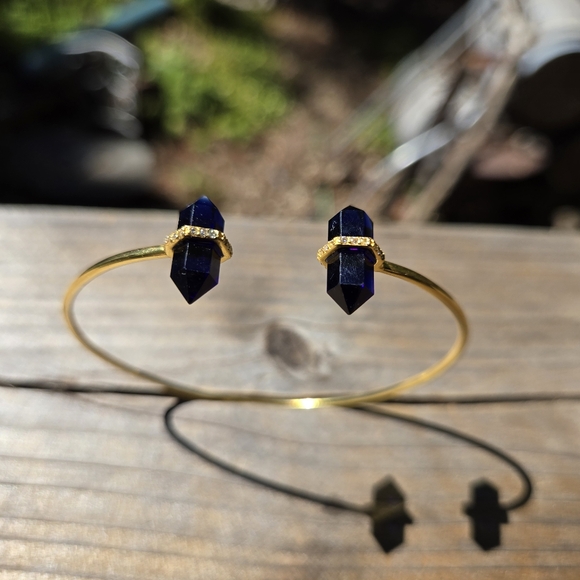 Sapphire points & Topaz sterling & gold bracelet NEW - Picture 4 of 10